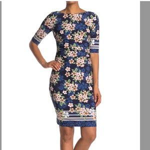 Vince Camuto Printed Elbow Sleeve Dress